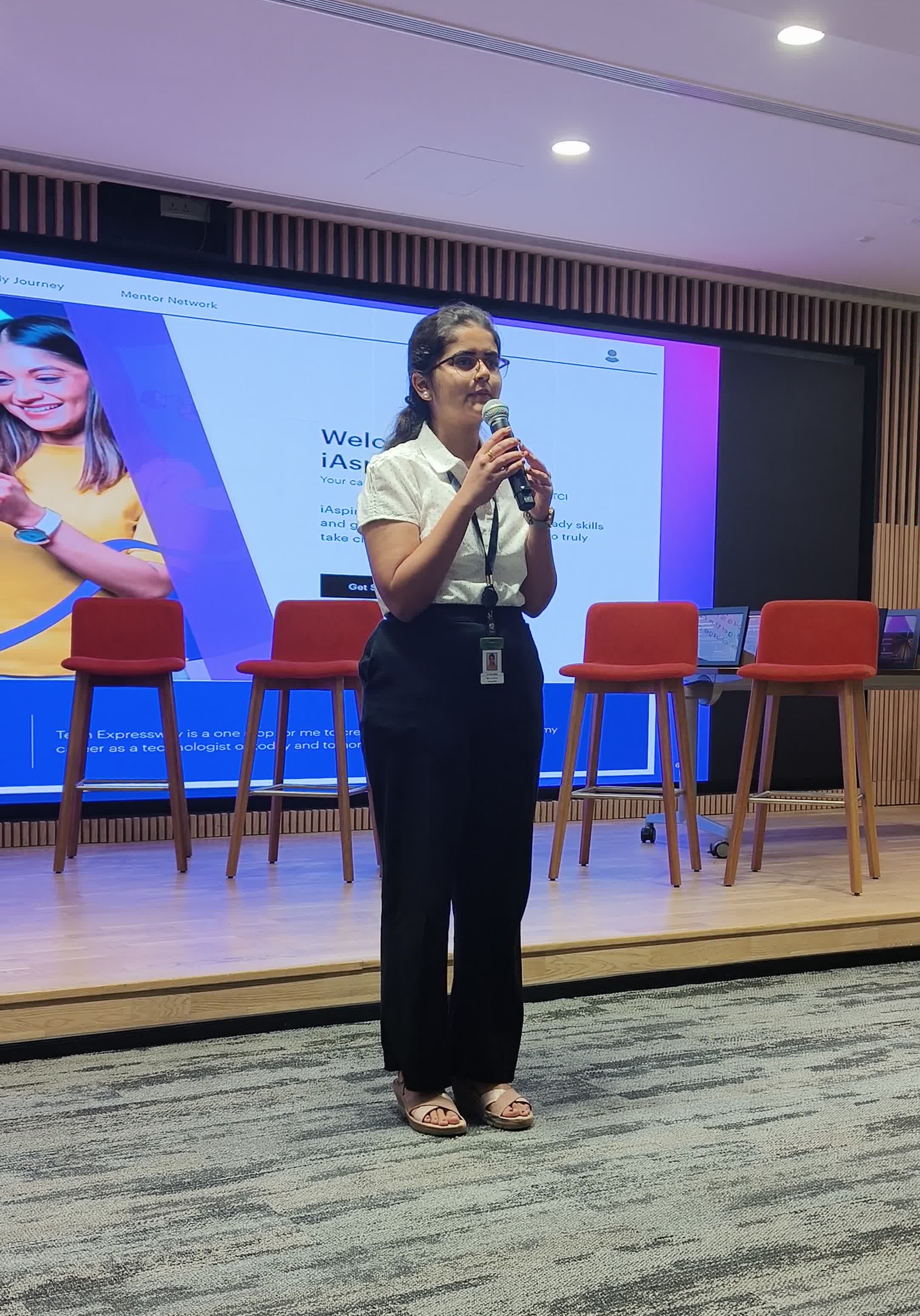 Sreshta presenting during an iAspire session at Accenture